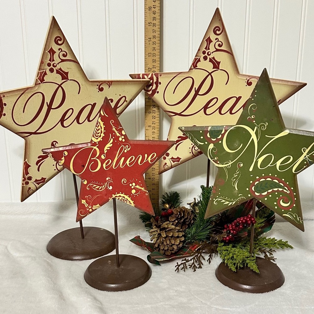 Hobby Lobby Heartland Holiday Wood‎ Stars Christmas Decor Set OS Multicolor EX